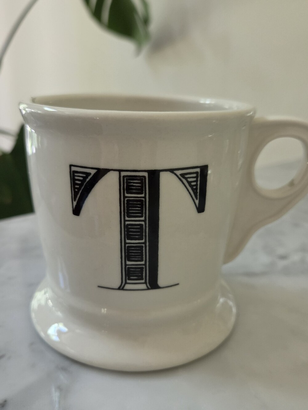 Anthropologie Shaver Cream Mug Initial Mononogram Letter T